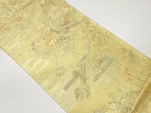 雉に草花・ヱ霞模様織出し袋帯